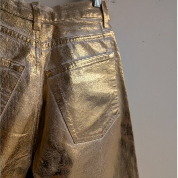 Zara gold metallic limited edition high rise boyfriend jeans - Picture 5 of 9